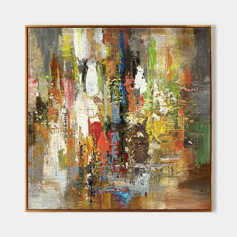 Wall Art Colorful Abstract Modern Impasto Textured Linen Canvas Office | Neutralighting
