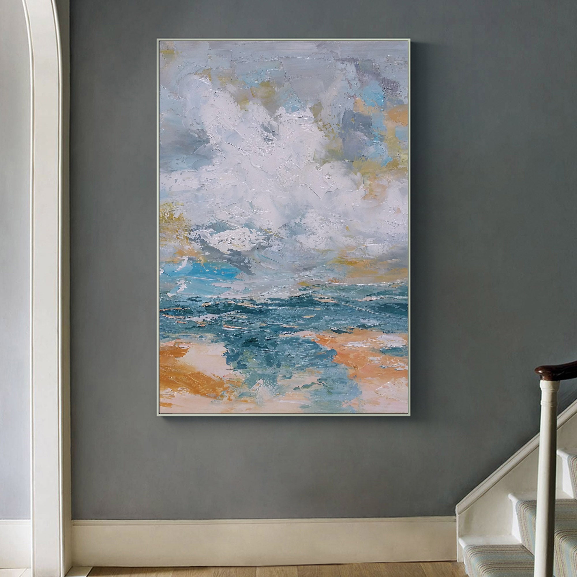 Impasto Seascape Abstract Hand‑Painted Thick‑Layer Ocean Wave Textured Artwork