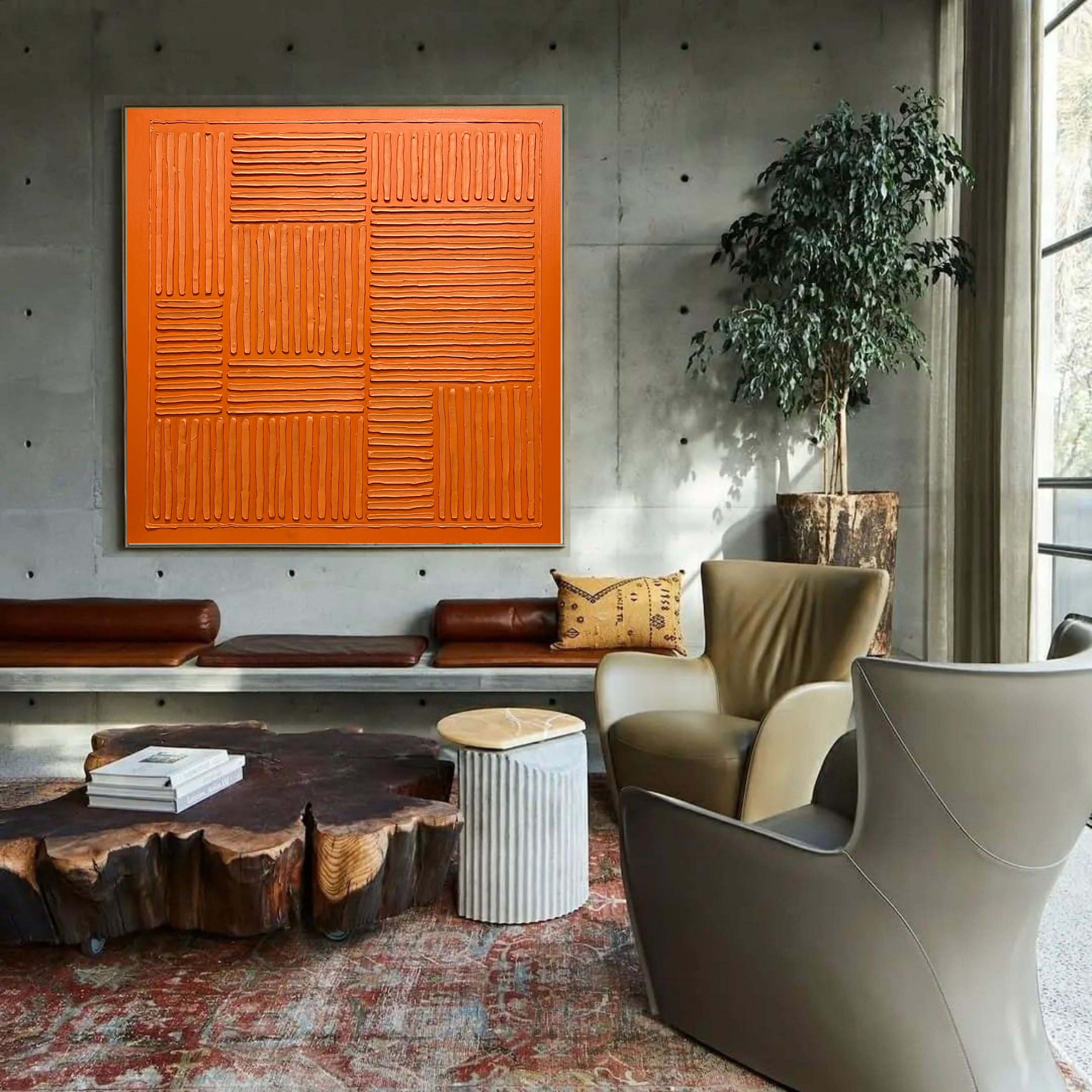 Wall Art Orange Energetic Abstract Chaotic