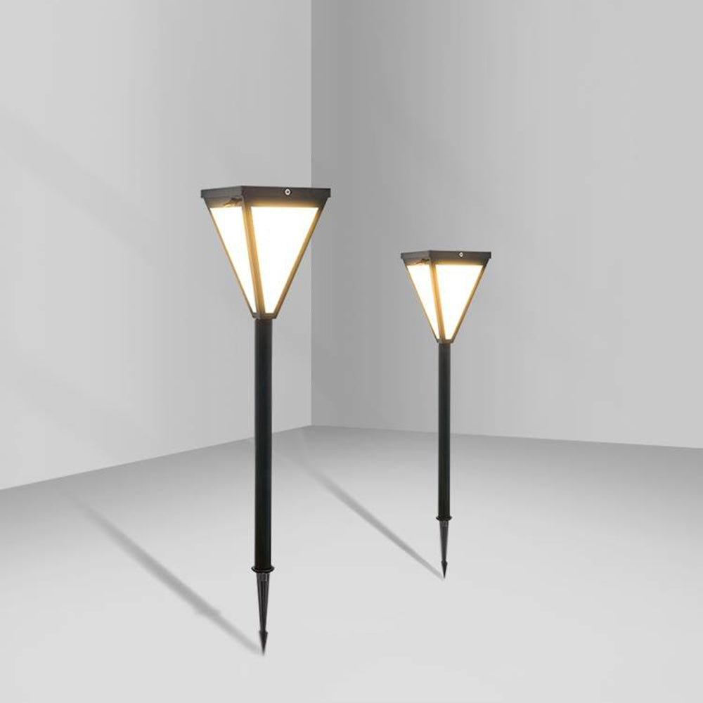 Ray Modern Metal Tapered Solar Outdoor Path Light, Black - Neutralighting