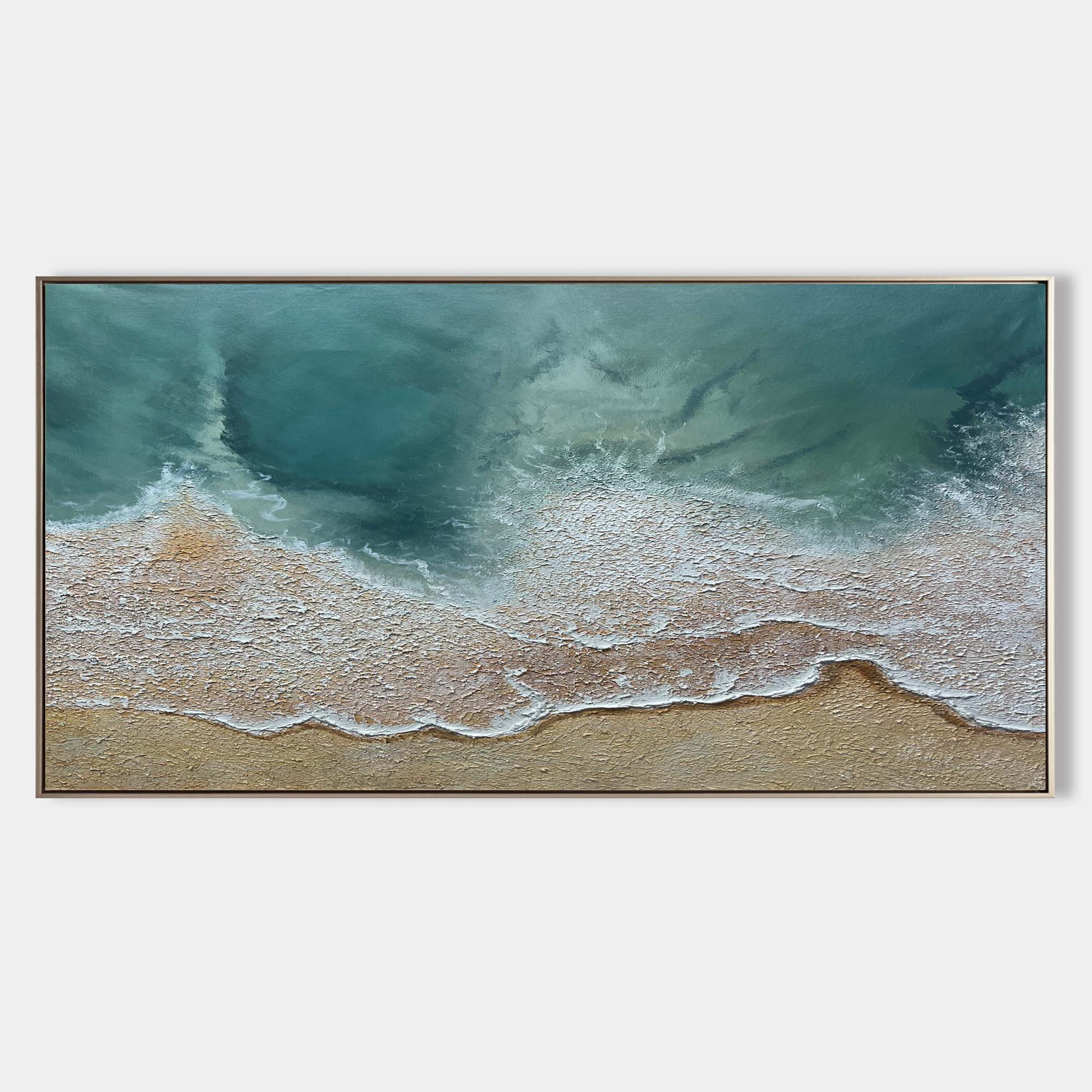 Wall Art Teal Ocean Beach Seascape Wave Modern Coastal Texture Living Room| Neutralighting