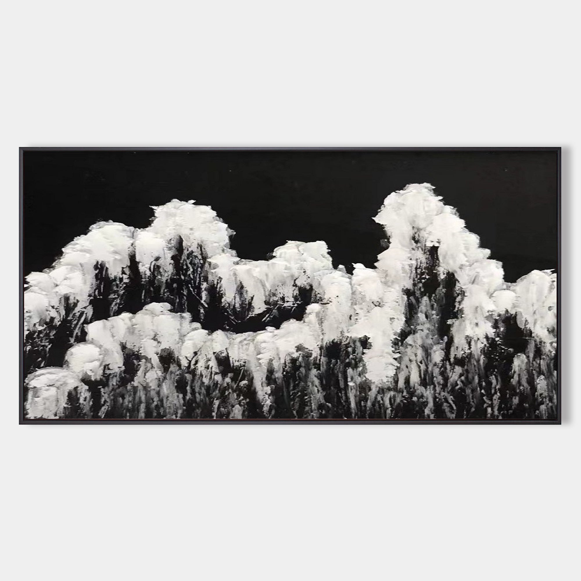 Abstract Black White Mountain Landscape Painting