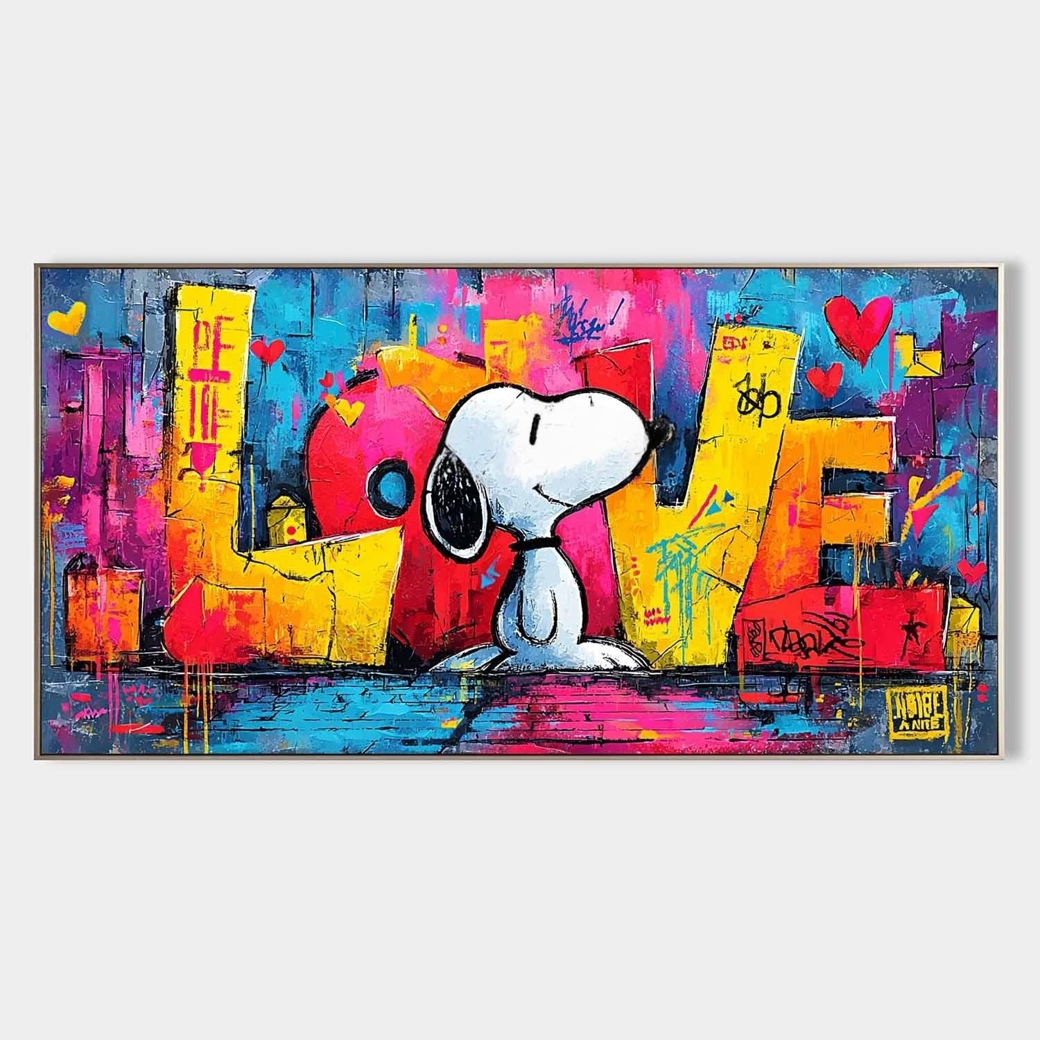 Snoopy Love Graffiti Pop Art Impasto Painting