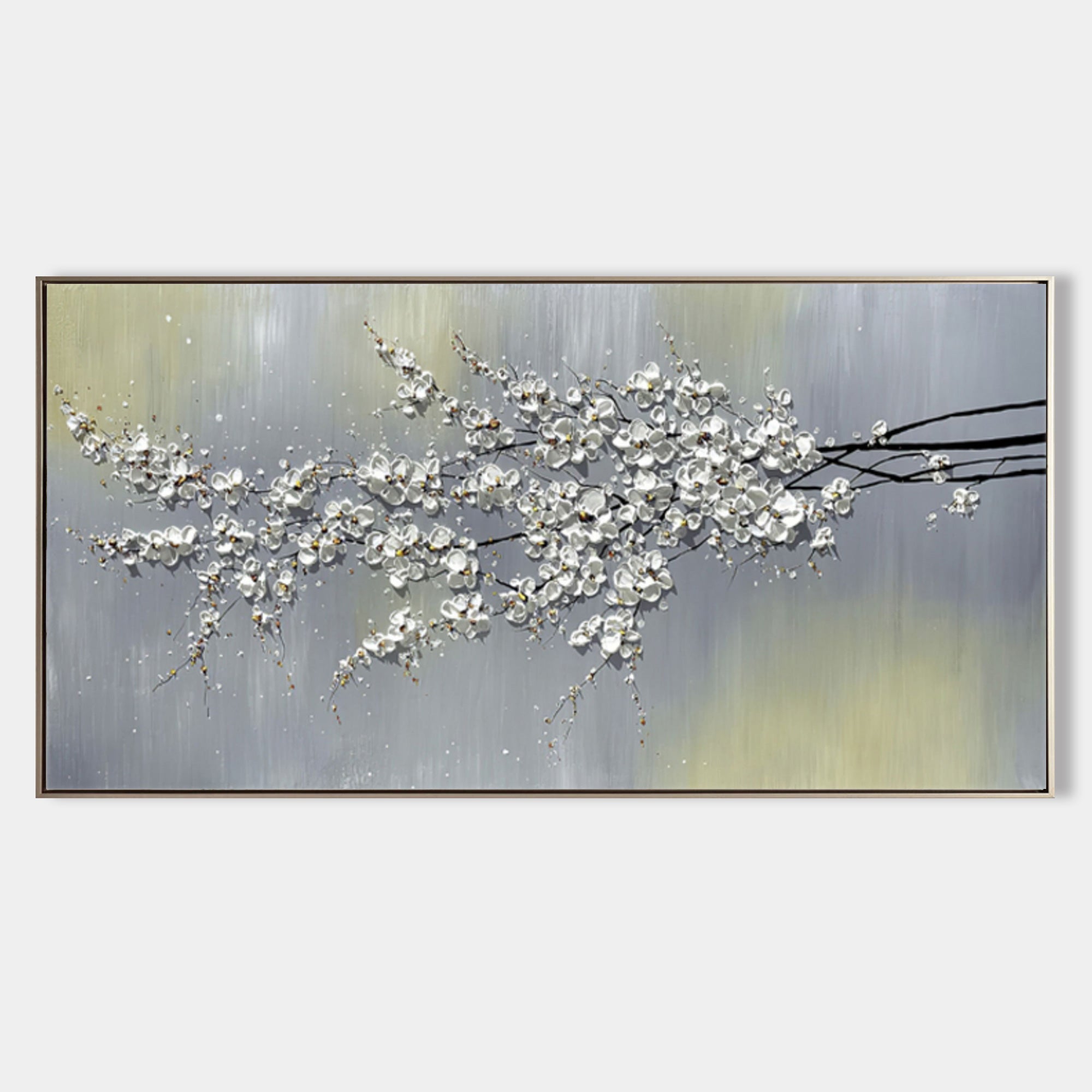 White Blossom Branch Panorama Painting