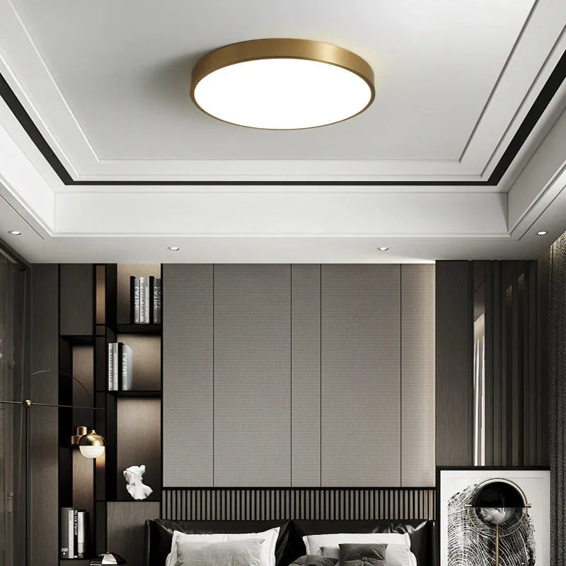 Arisha Nordic LED Gold Round Ceiling Light, Metal & Acrylic - Neutralighting