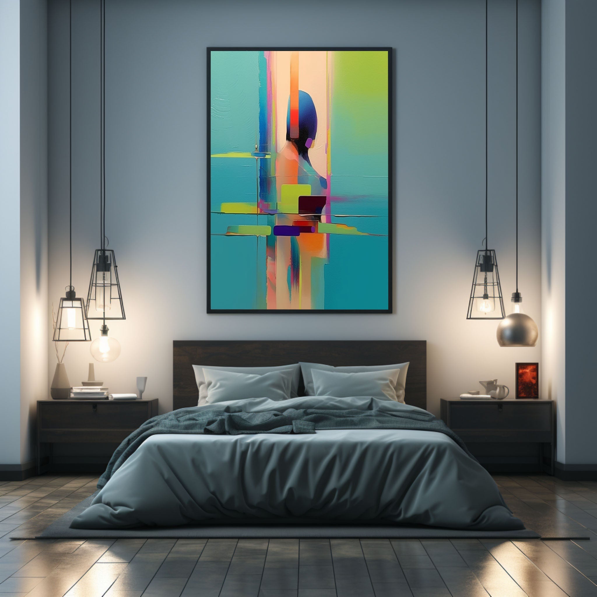 Wall Art Organic Swirls Waves Forest Green Serenity