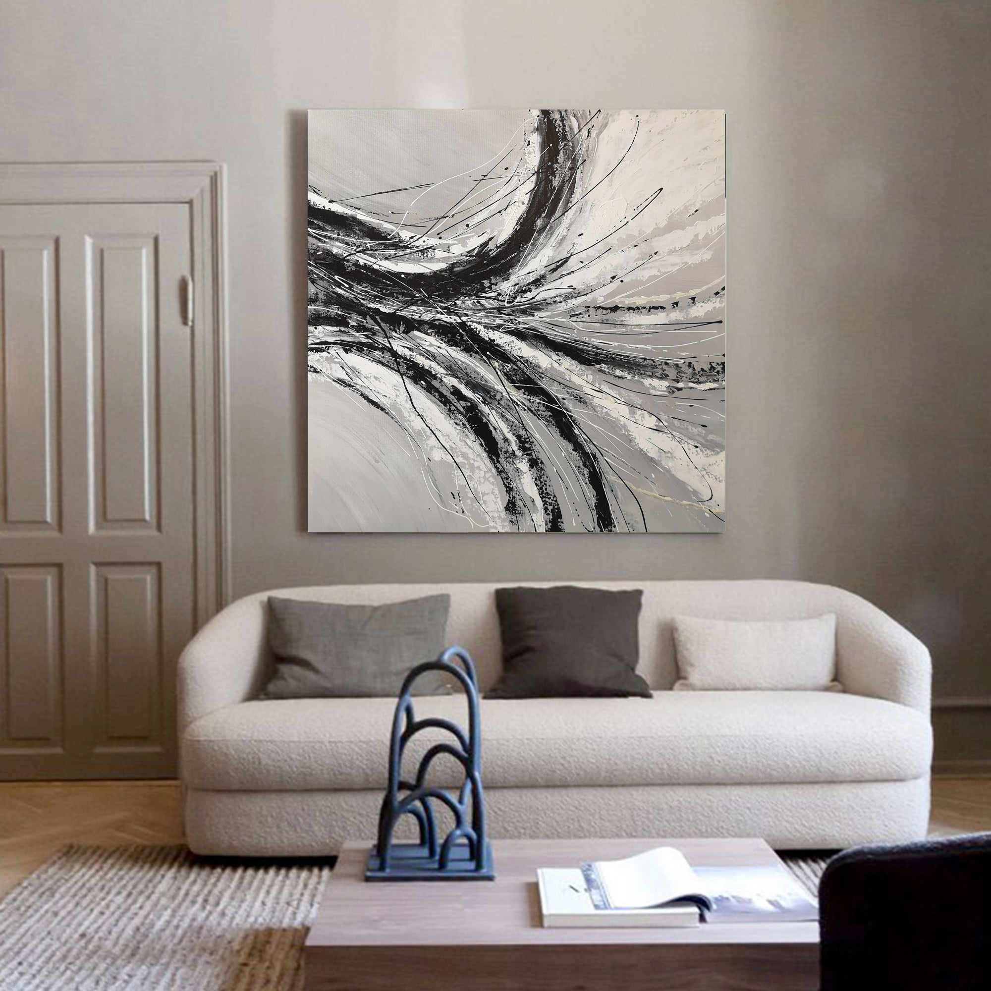 Wall Art Monochrome Swirling Currents
