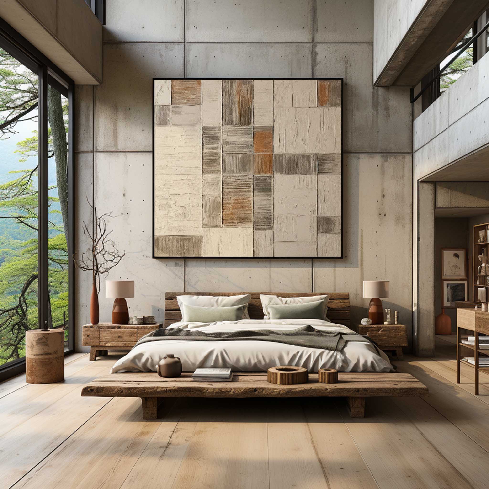 Wall Art Neutral Patchwork Plaster Canvas
