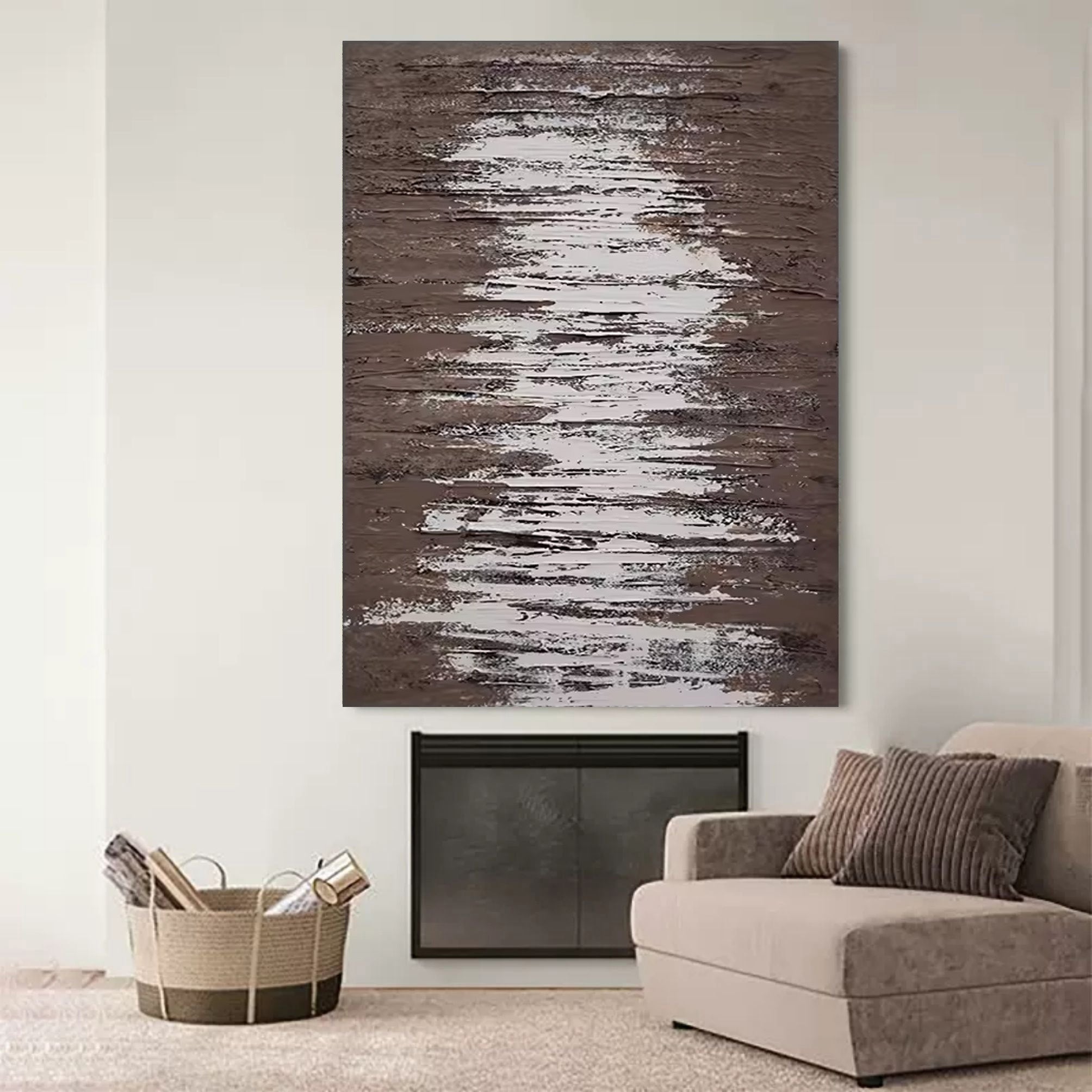 Wall Art Vertical Abstract Wood Grain Warm Brown