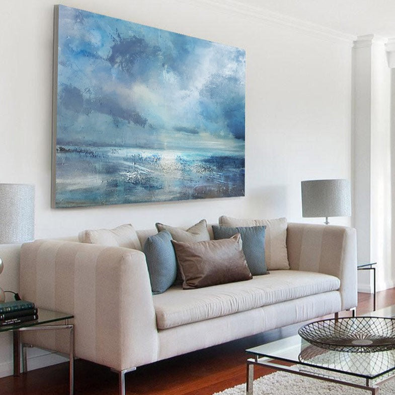 Original Abstract Beach Painting ABSH18 - Neutralighting