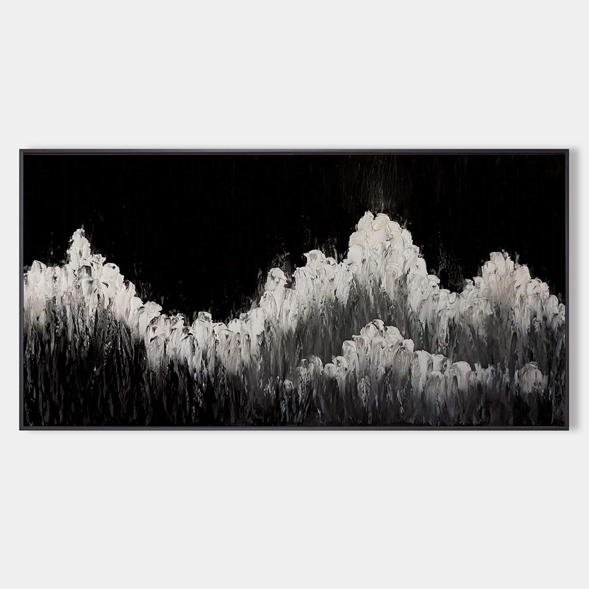Abstract Black White Mountain Landscape Painting