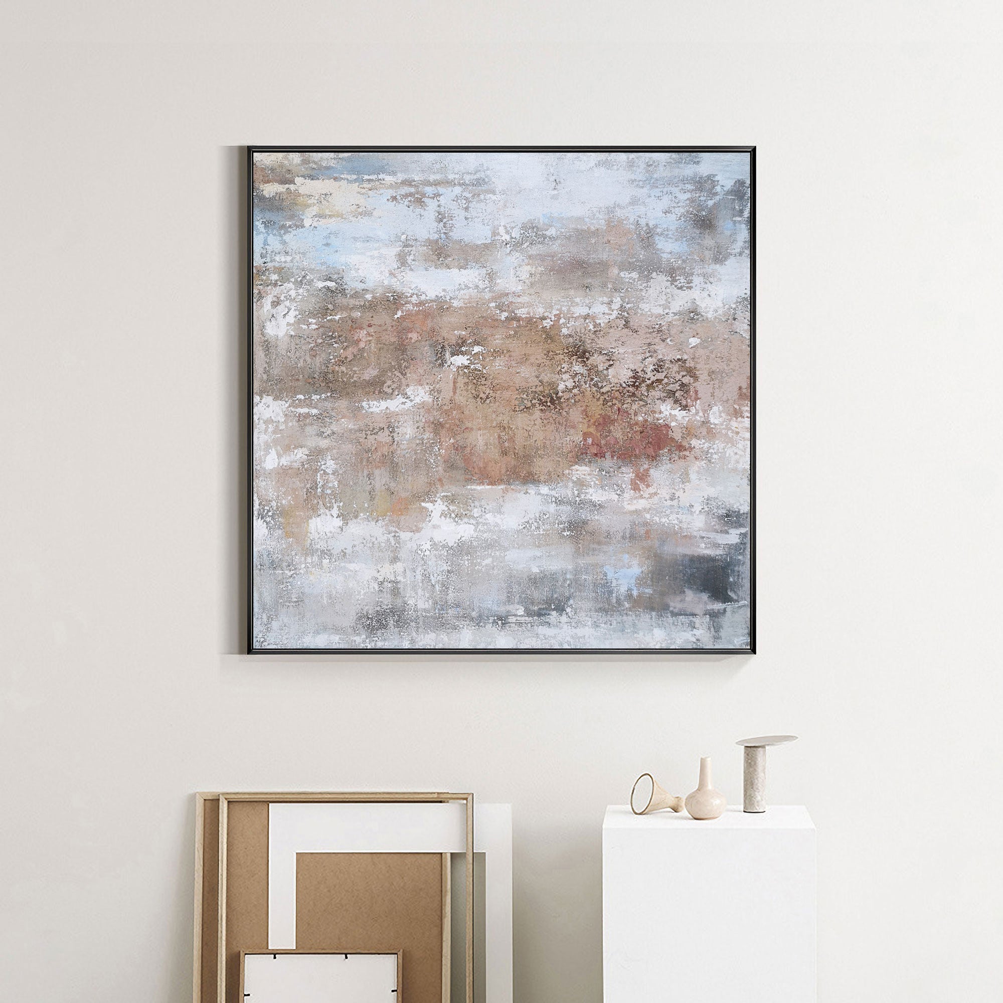 Grey And Rust Abstract Art