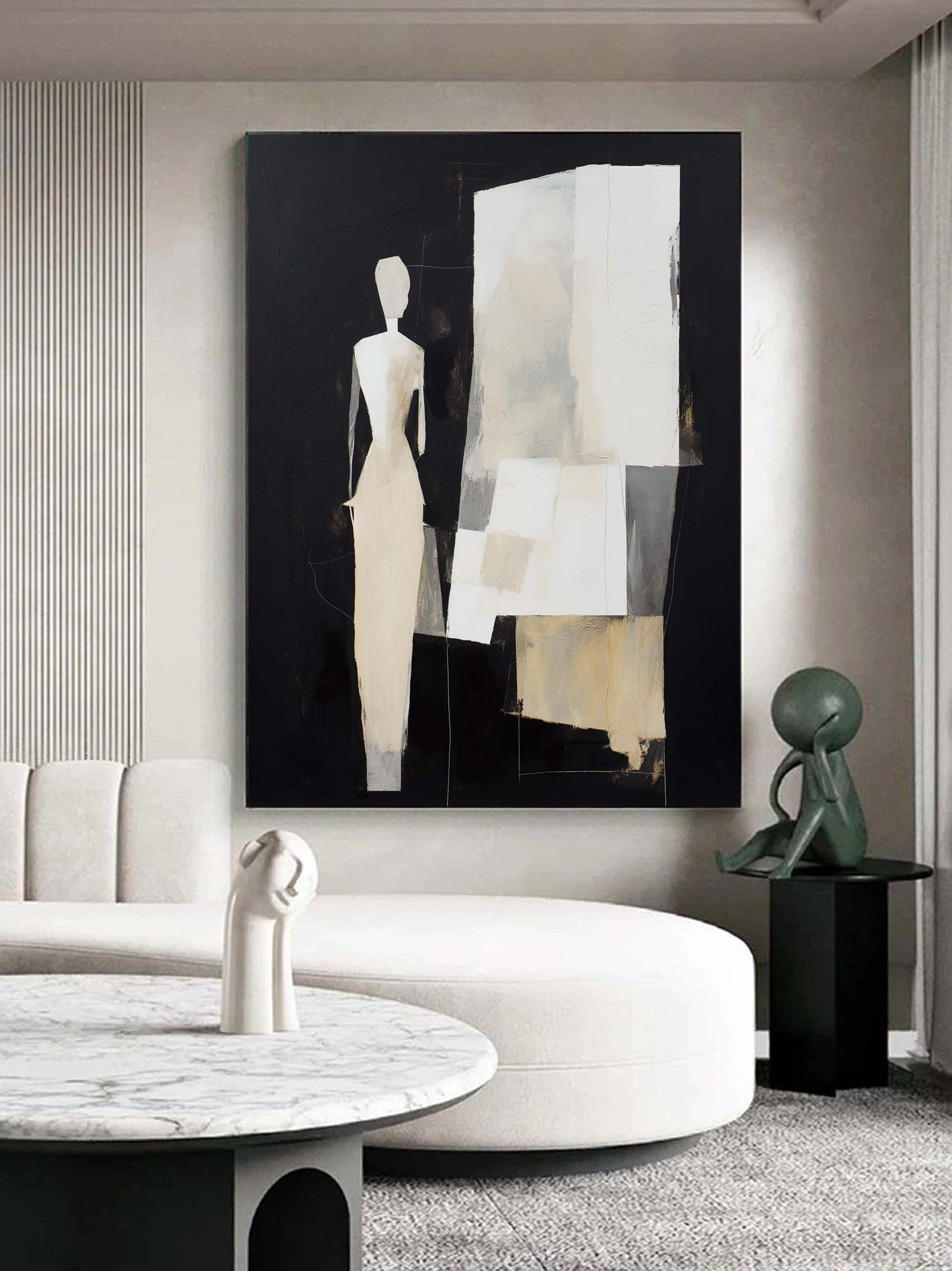 Wall Art Contemporary Abstract Silhouettes Linen Canvas