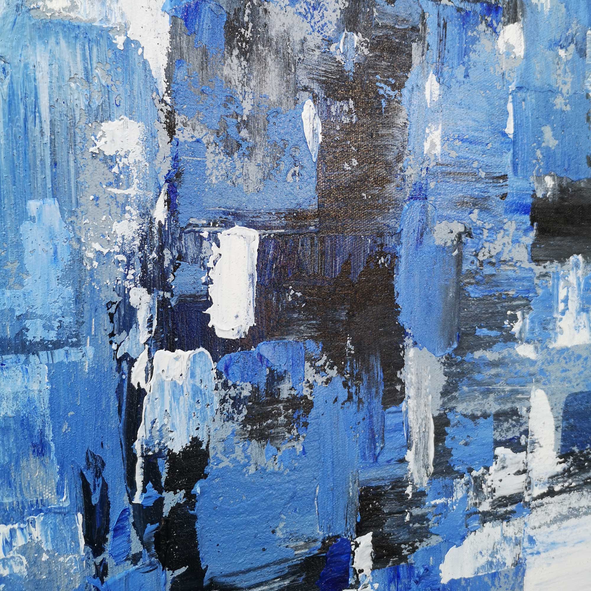 Blue White Abstract Geometric Painting