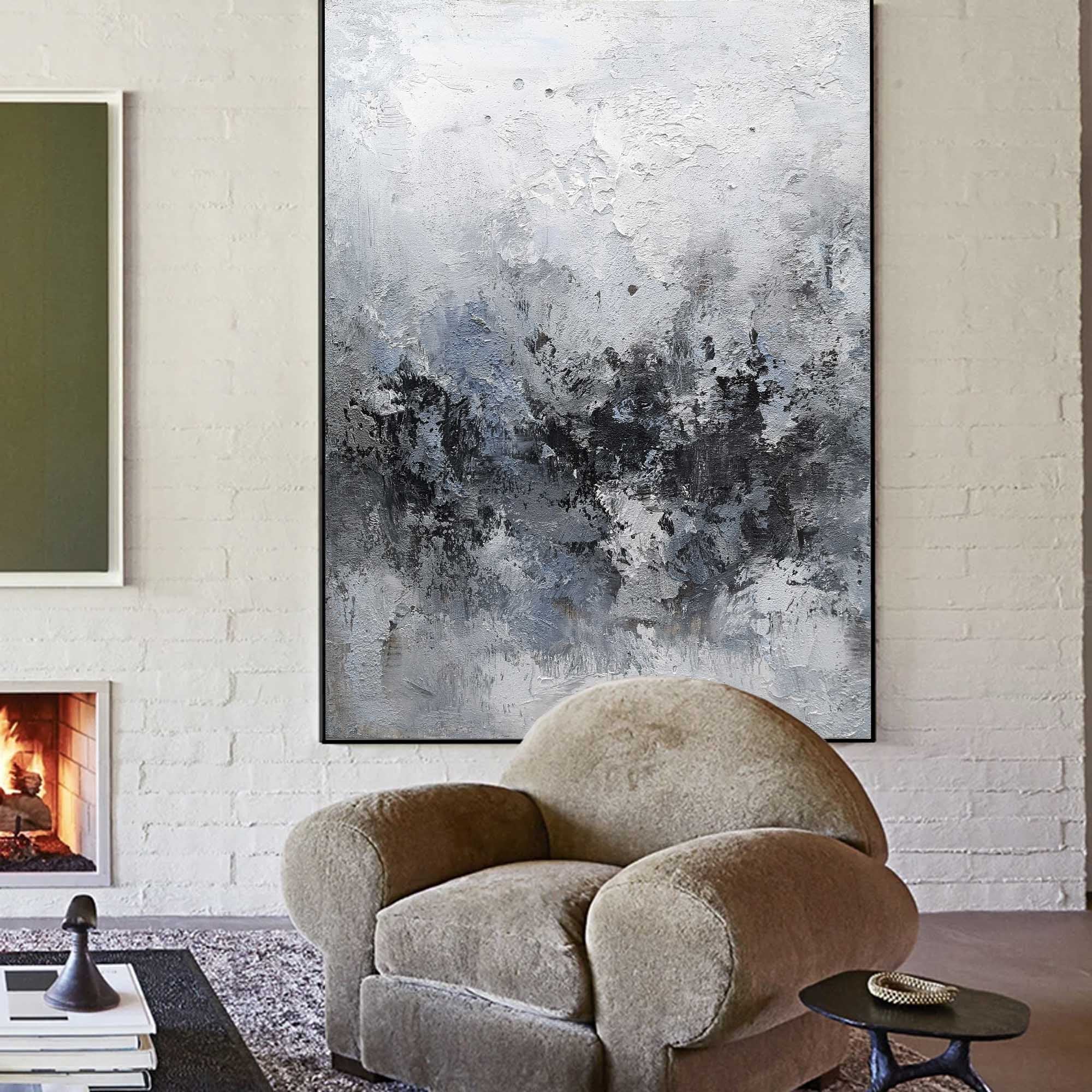 Grey White Abstract Painting