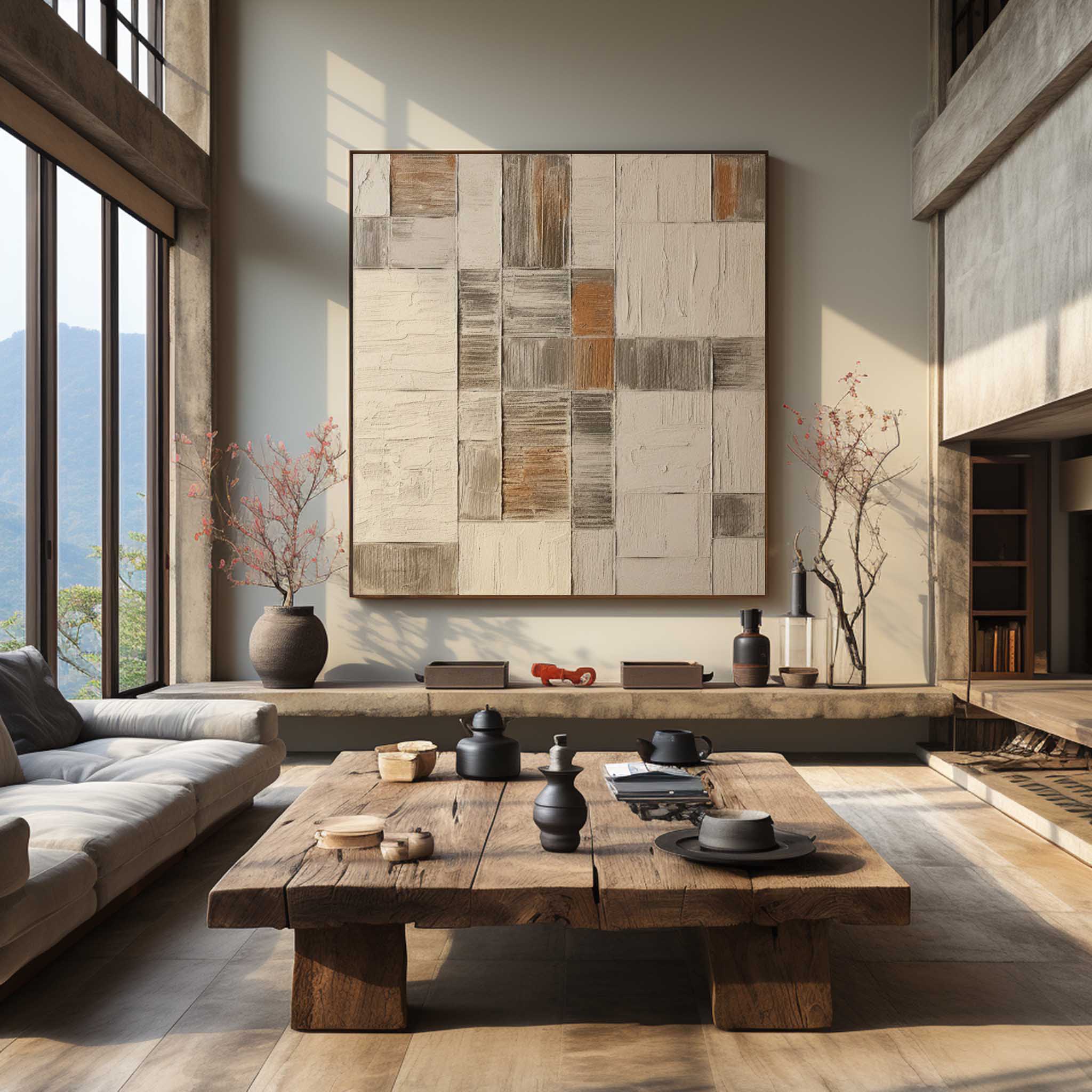 Wall Art Neutral Patchwork Plaster Canvas
