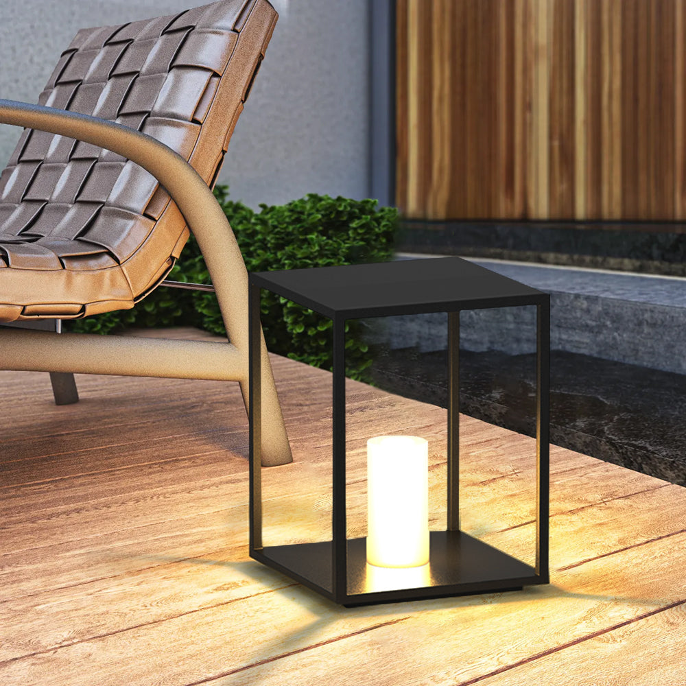 Ray Minimalist Rectangular Metal Solar Outdoor Ground Lamp - Neutralighting