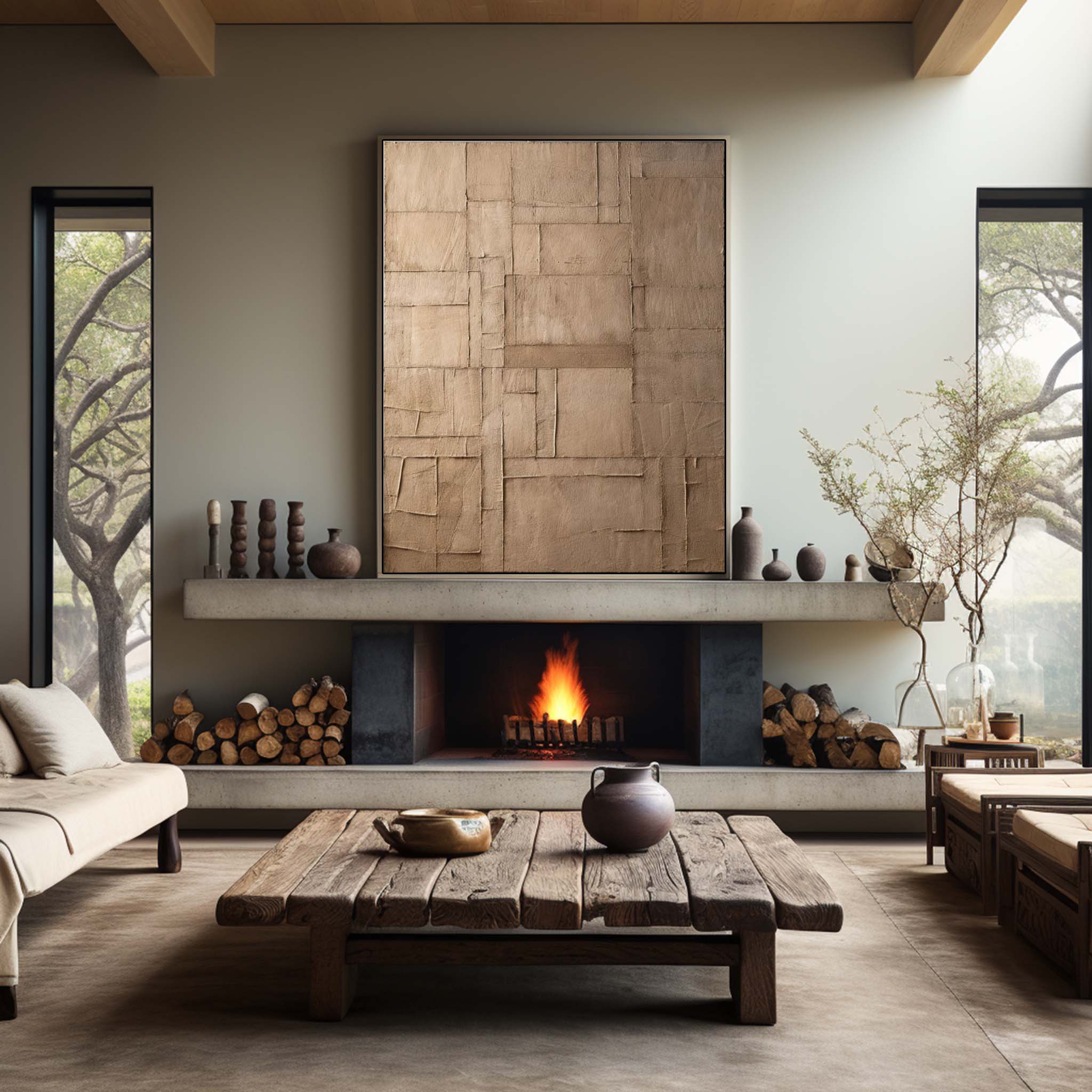 Wall Art Wabi-Sabi Neutral Geometric Modern