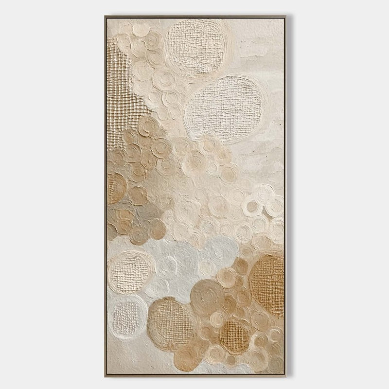 Beige Circle Abstract Textured Painting