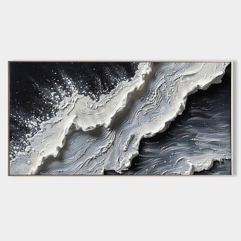 Wall Art Impressionist 3D Ocean Wave Black