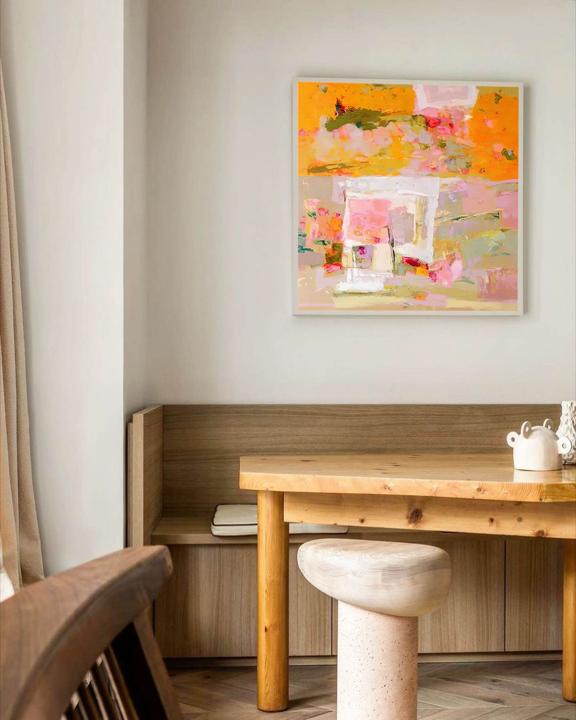 Vibrant Orange and Pink Abstract Canvas Wall Art