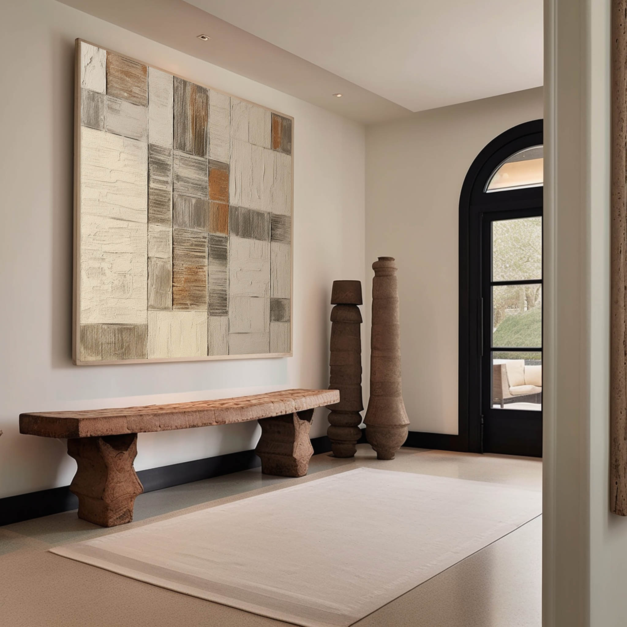 Wall Art Neutral Patchwork Plaster Canvas