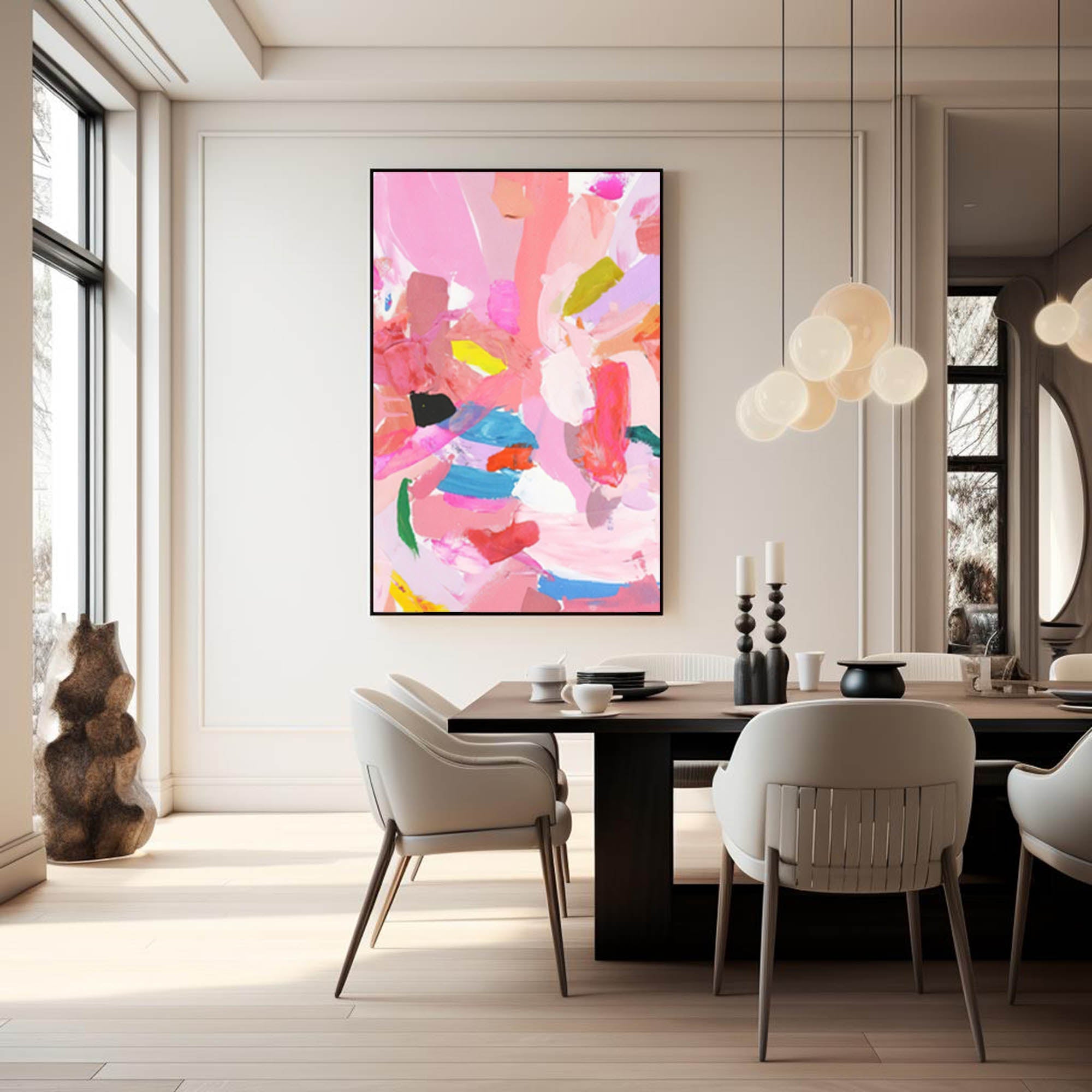 Colorful Pink Abstract Canvas Wall Art