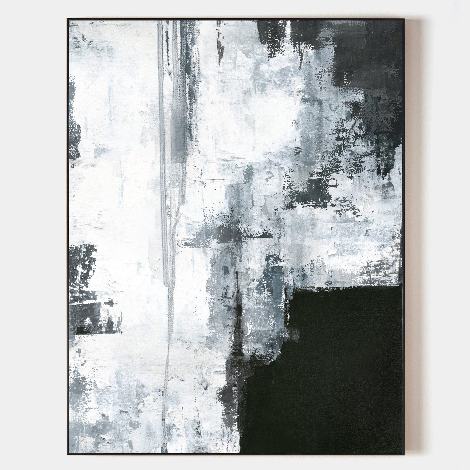 Black White Abstract Textured Painting