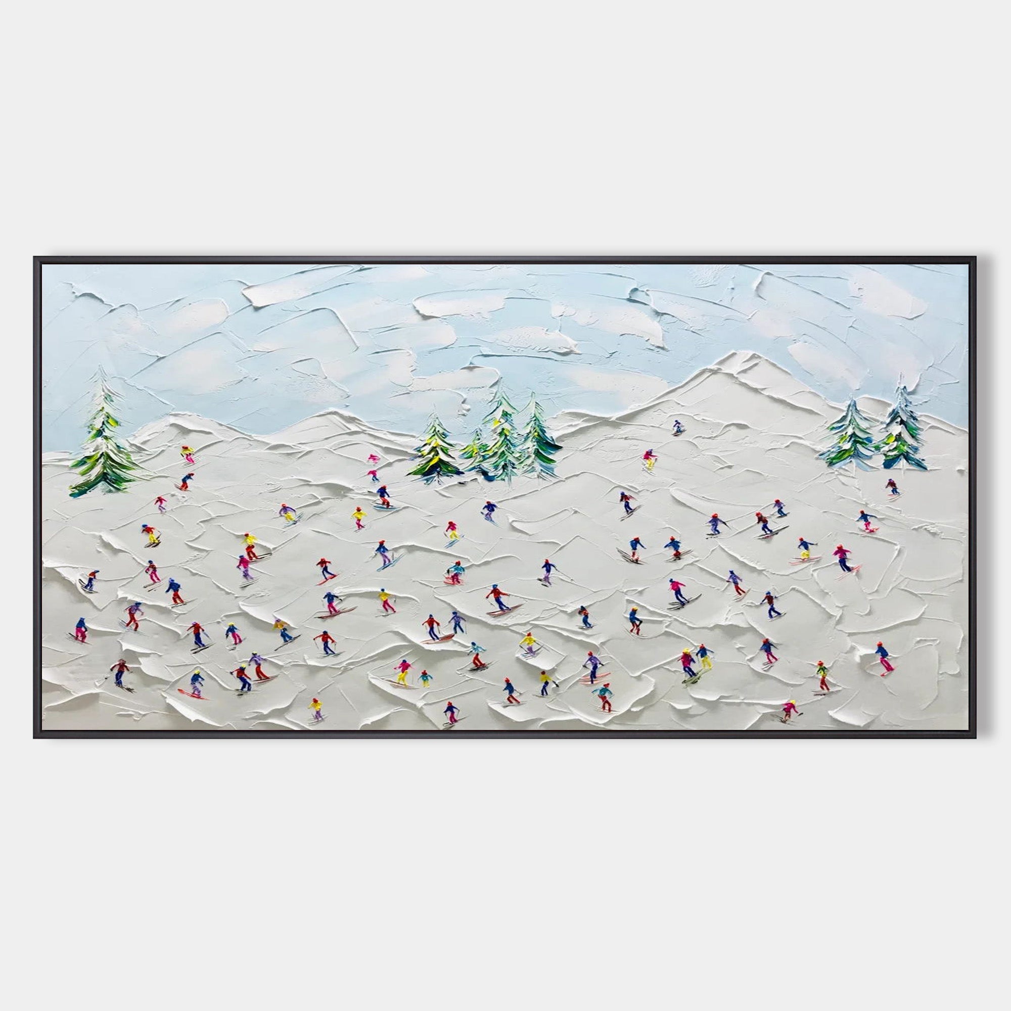 Wall Art Colorful Ski Resort Mountain Scene