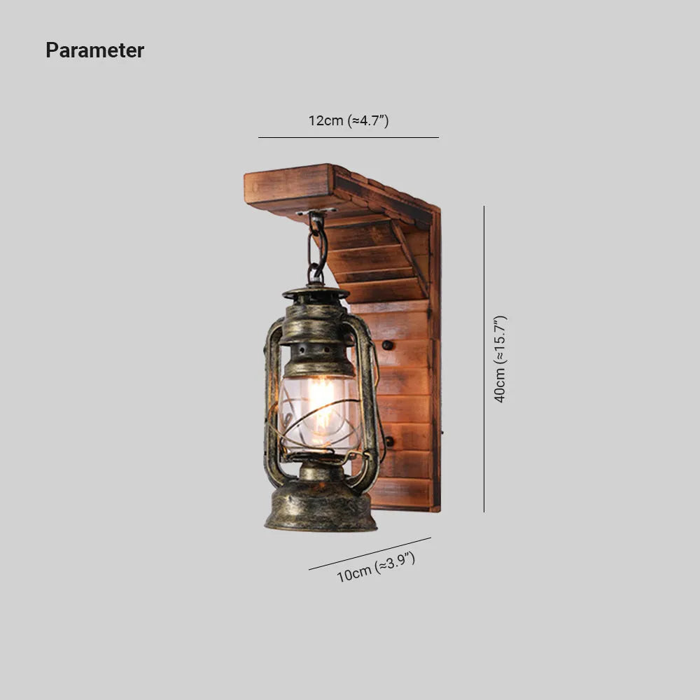 Lyros Lantern Vintage Wooden Rustic Wall Lamp - Neutralighting