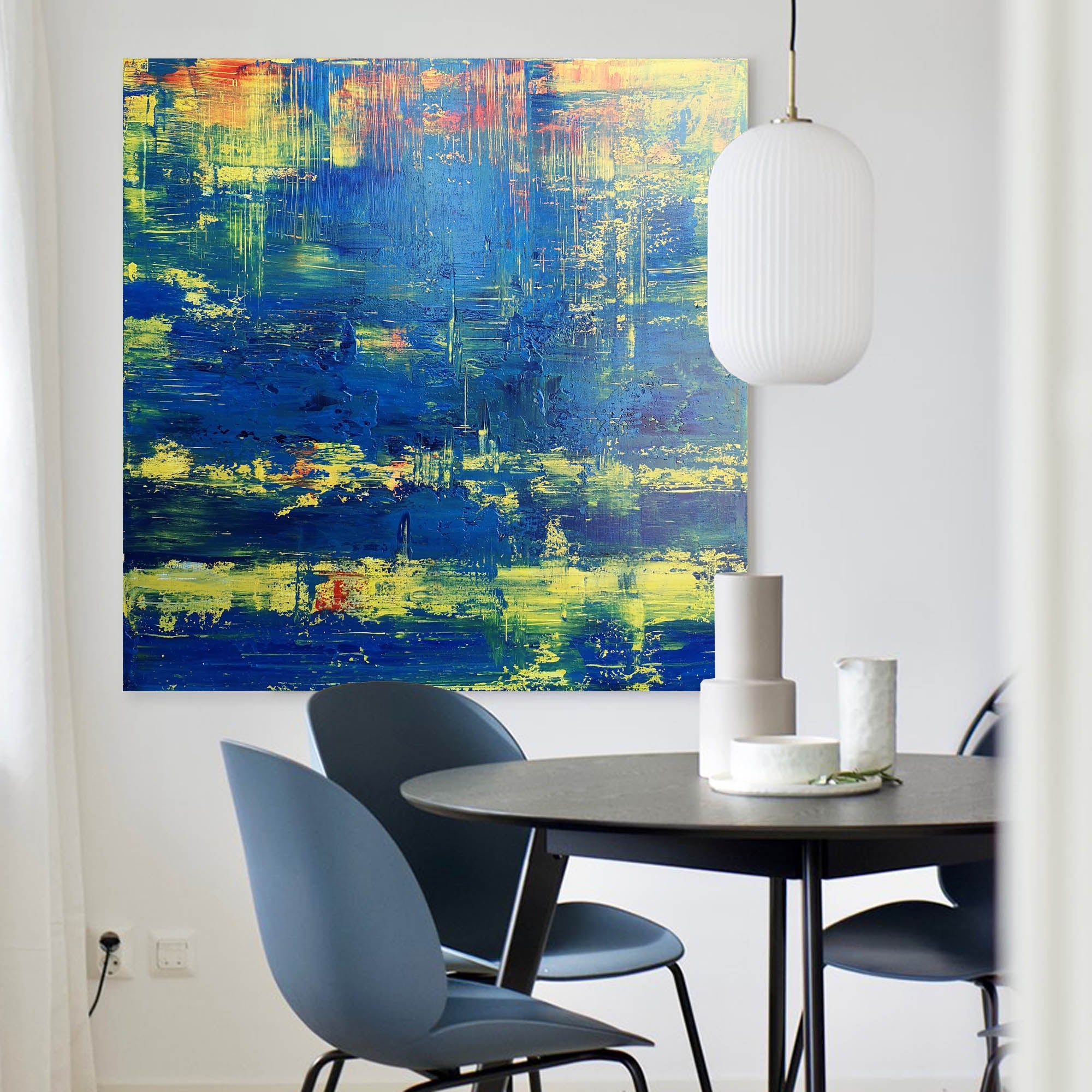 Blue Yellow Abstract Art