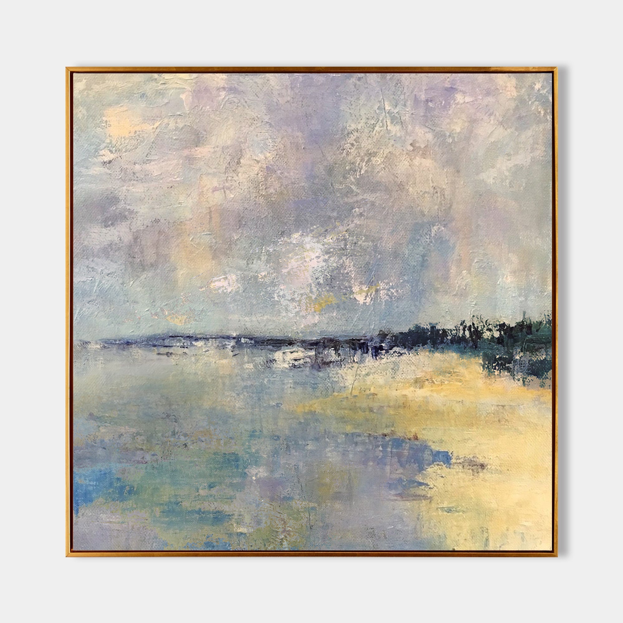 Soft Pastel Impressionist Seascape Muted Multi‑Layer Textured Artwork