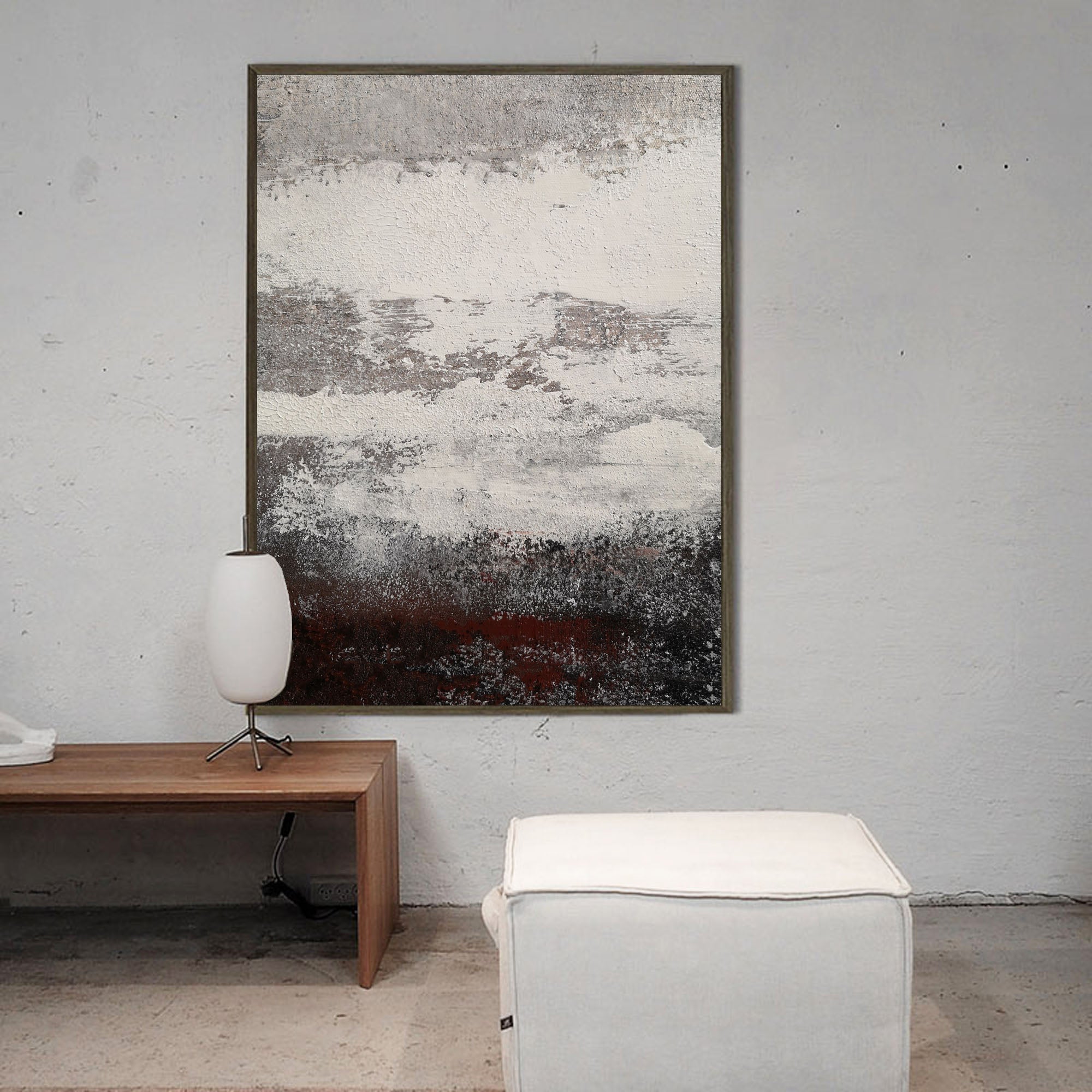 Grey And White Abstract Painting