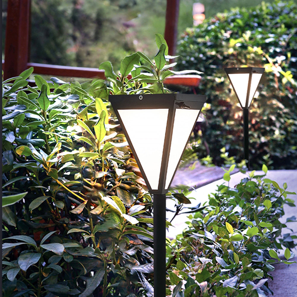 Ray Modern Metal Tapered Solar Outdoor Path Light, Black - Neutralighting