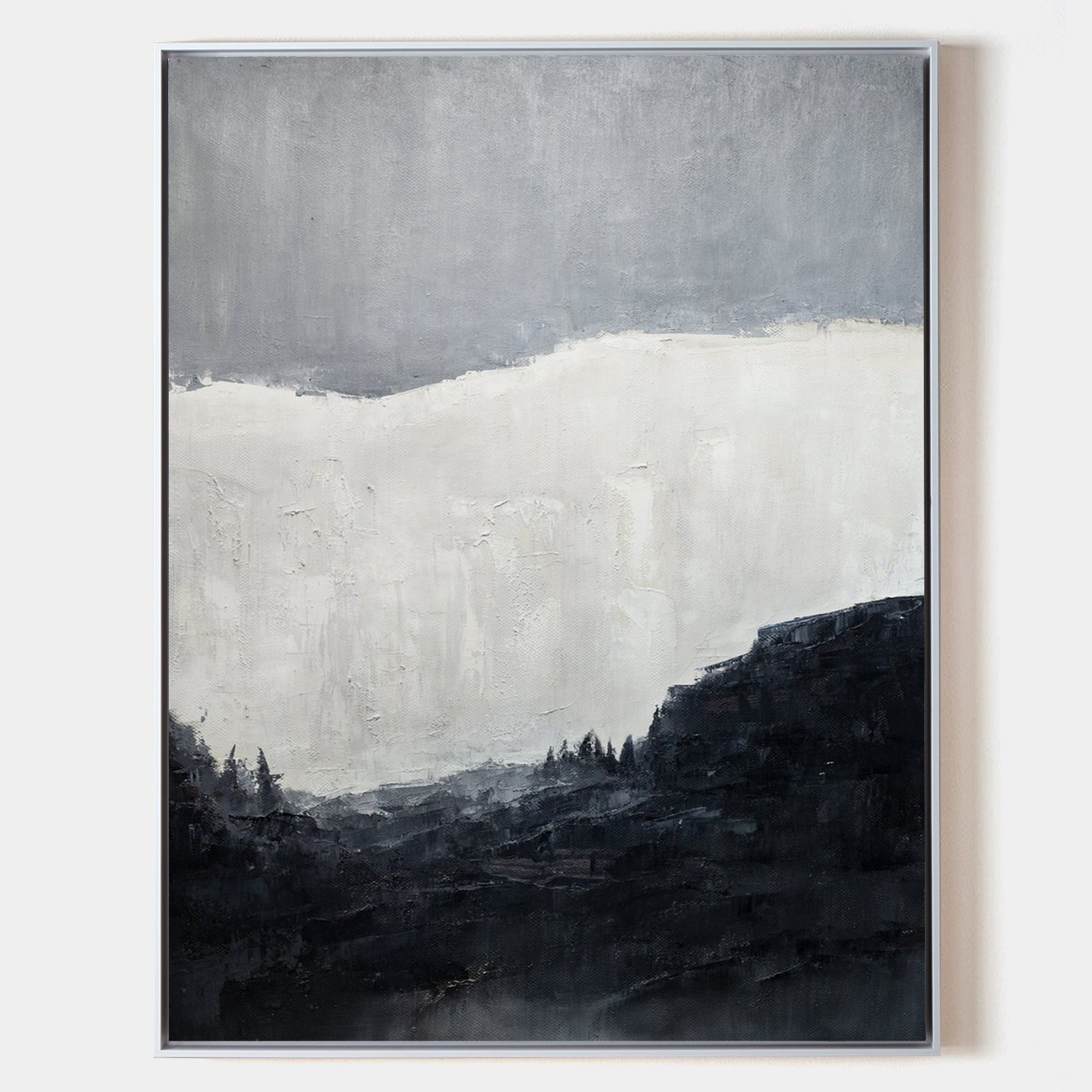 Moody Misty Mountain Landscape Framed Wall Art