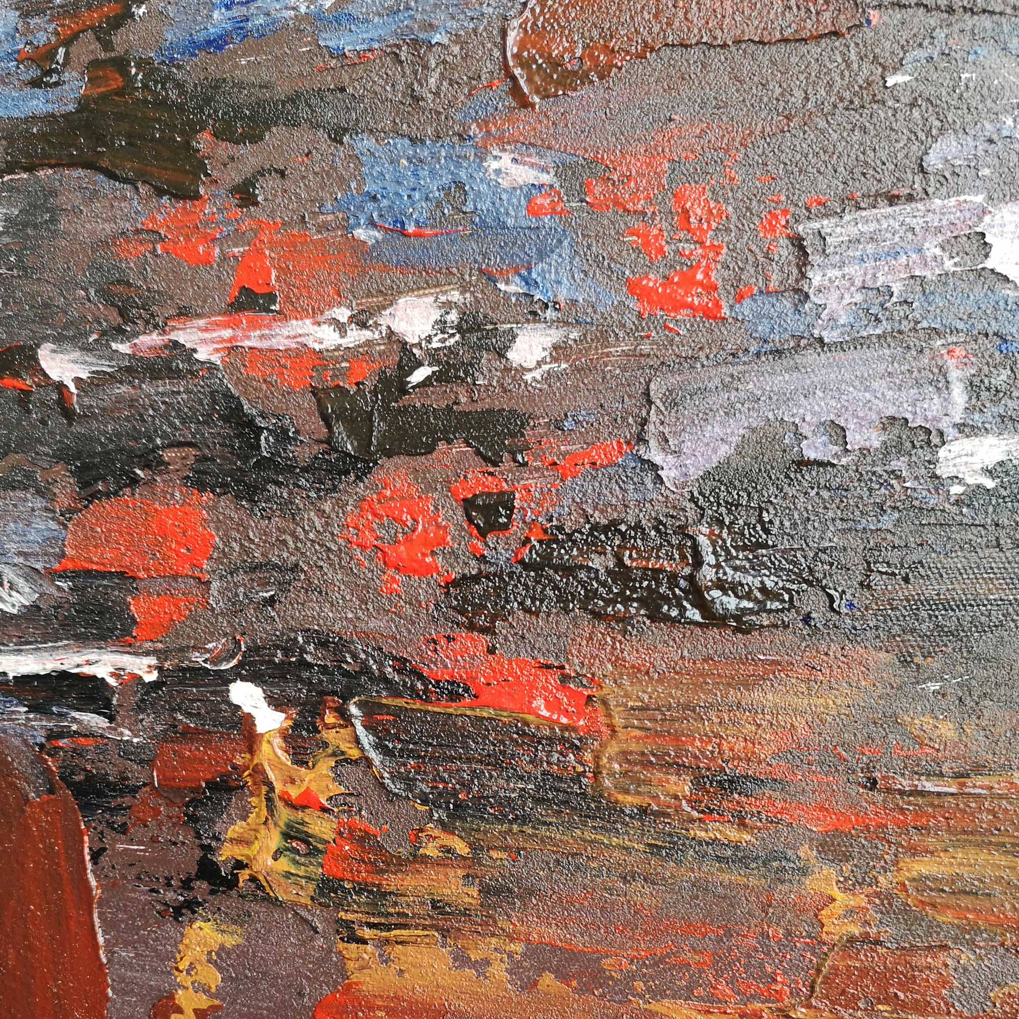 Square Abstract Minimalist Red Painting