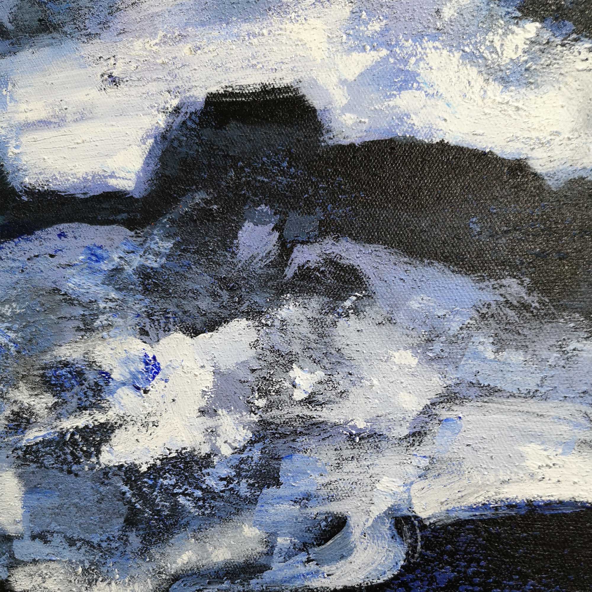 Deep Blue Blakc Abstract Painting