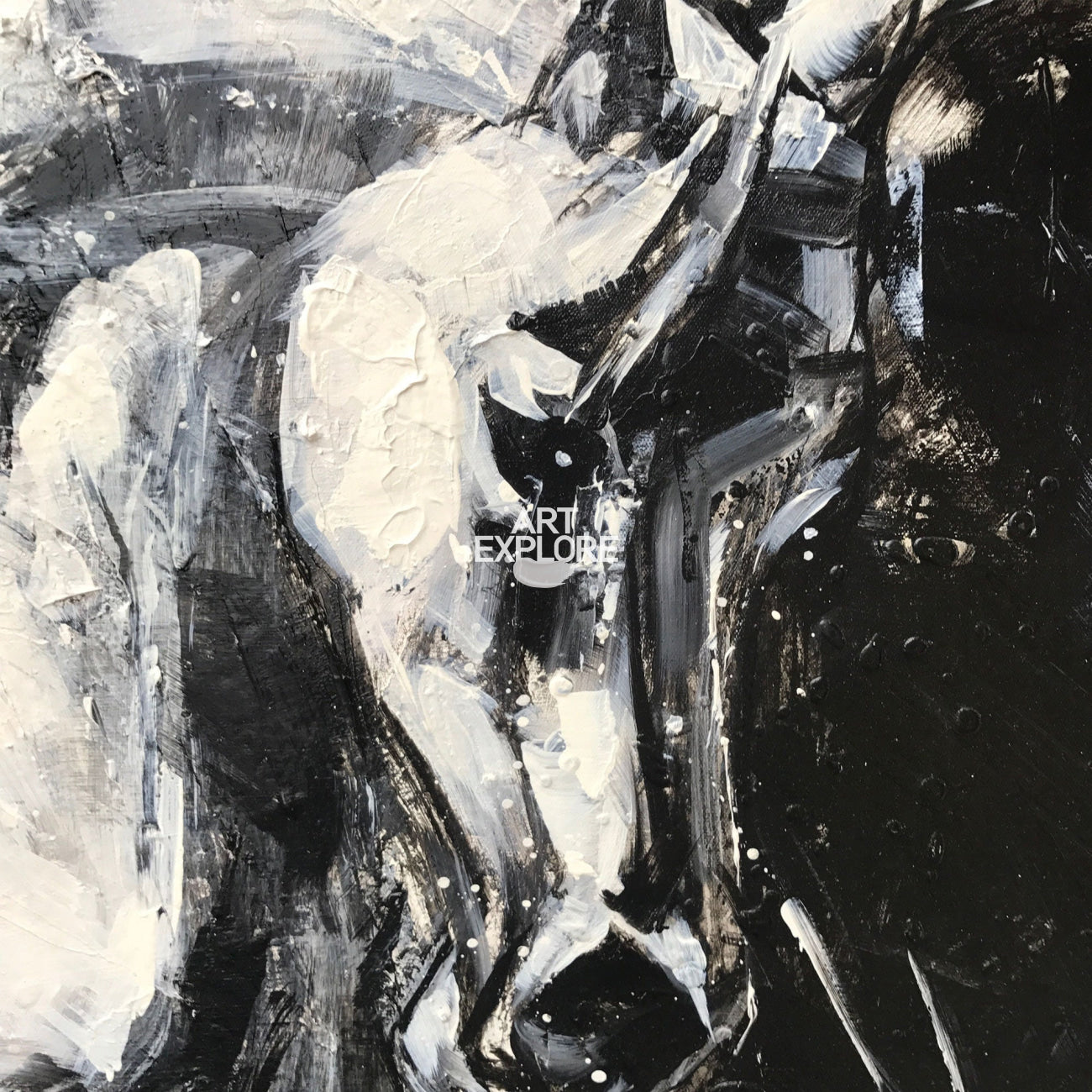 White Horse Abstract Portrait Painting