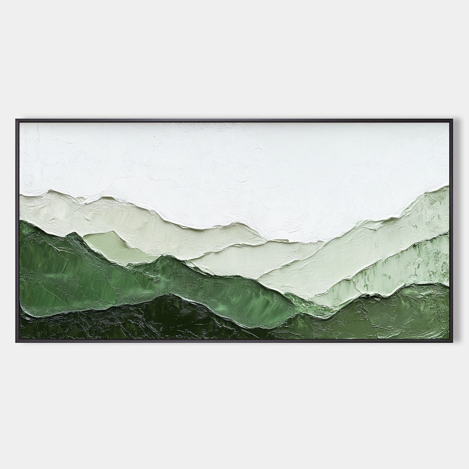 Textured Green Mountain Horizontal Canvas Art