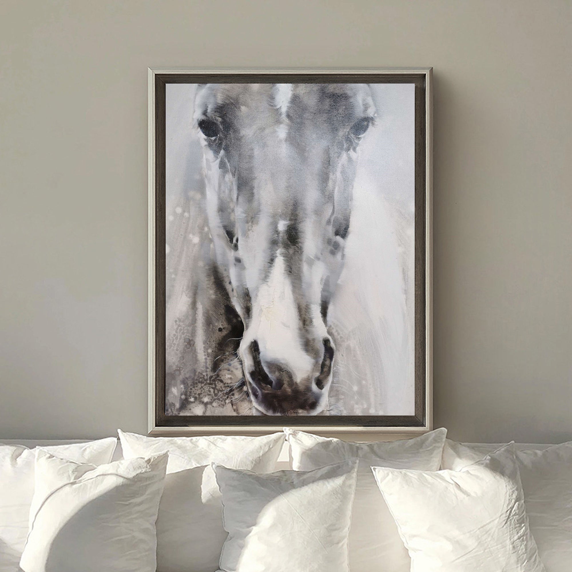 Grey White Abstract Horse Art ANH27 - Neutralighting