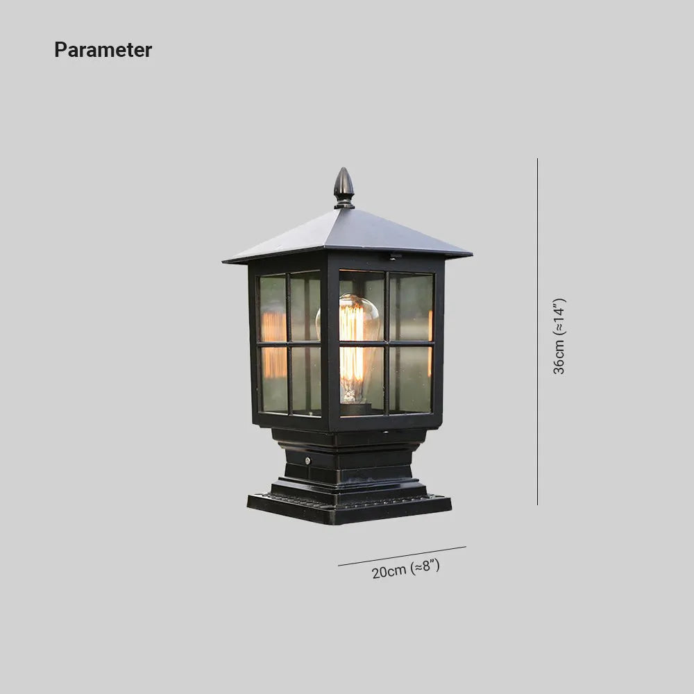 Etilo Modern Metal Glass Lantern LED Outdoor Light Post - Neutralighting