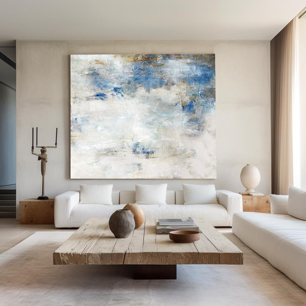 Blue White Minimal Abstract Art ABAH10 - Neutralighting