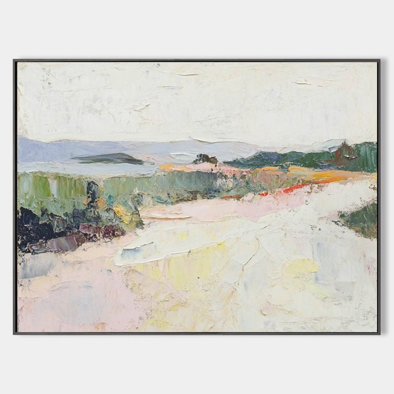 Wall Art Abstract Pastel Landscape Textured Linen Canvas Living Room | Neutralighting