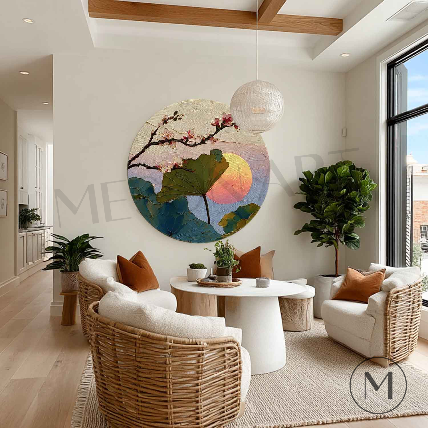 Wall Art Cherry Blossom Lotus Pink