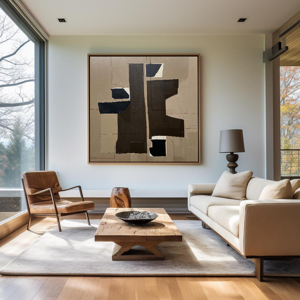 Neutral Geometric Abstract Block Canvas Wall Art