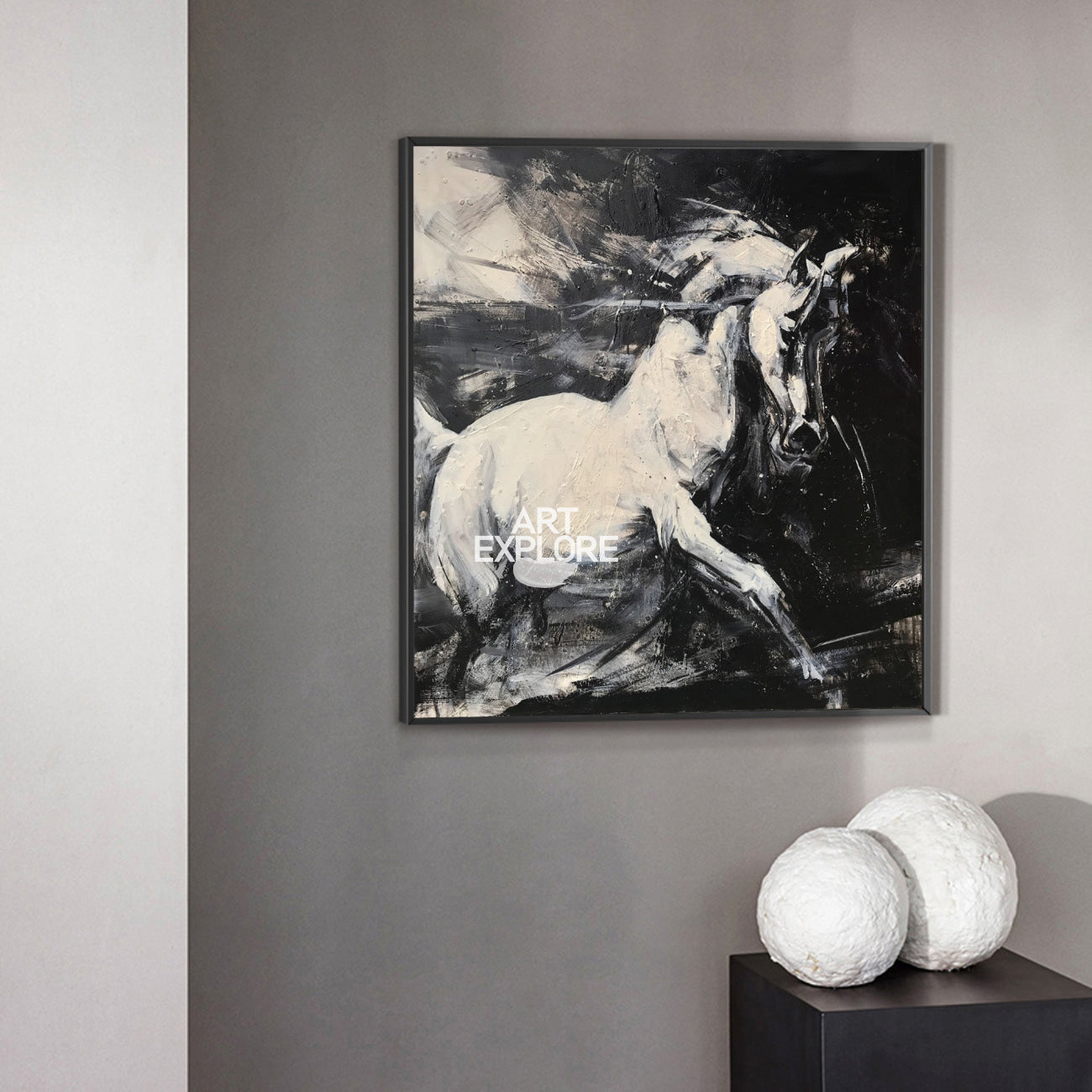White Horse Abstract Portrait Painting
