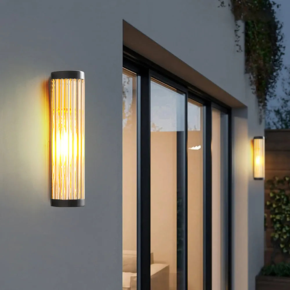 Yoru Modern Semi-Cylindrical Metal/Glass Outdoor Wall Lamp, Black - Neutralighting