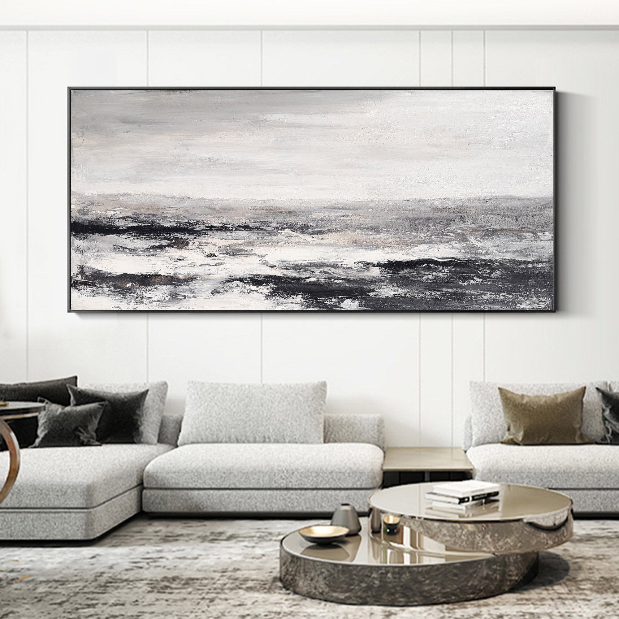 Black And White Beach Painting