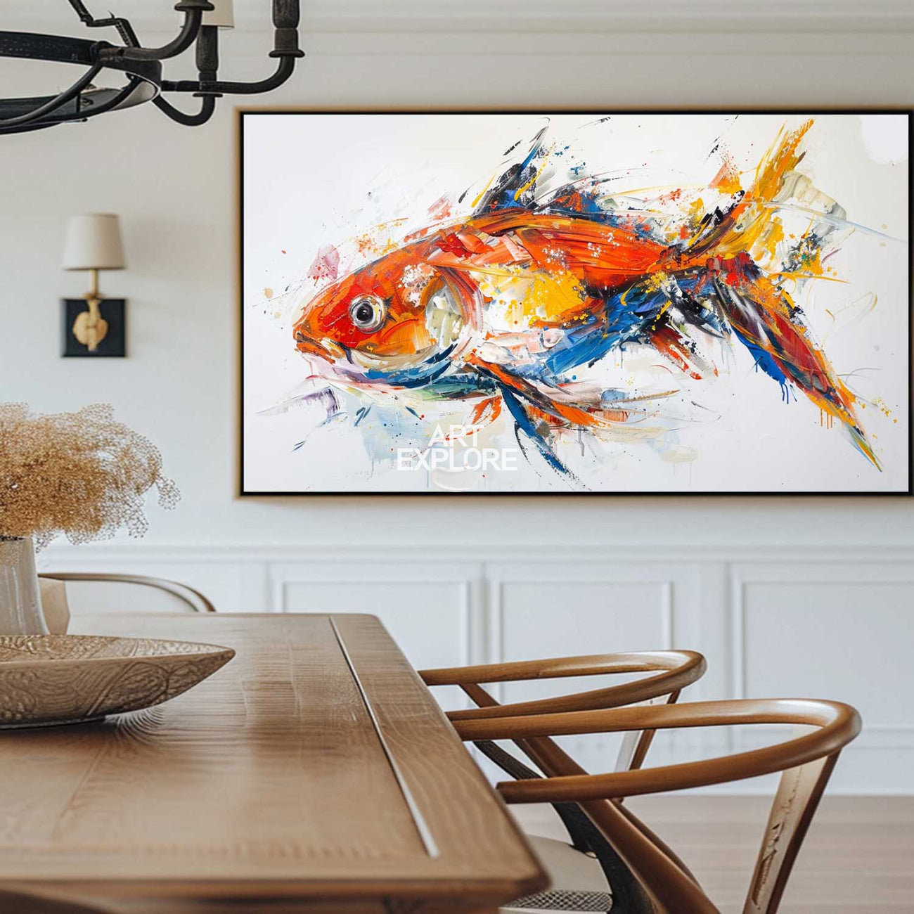 Splash‑Style Tropical Fish Oil Painting