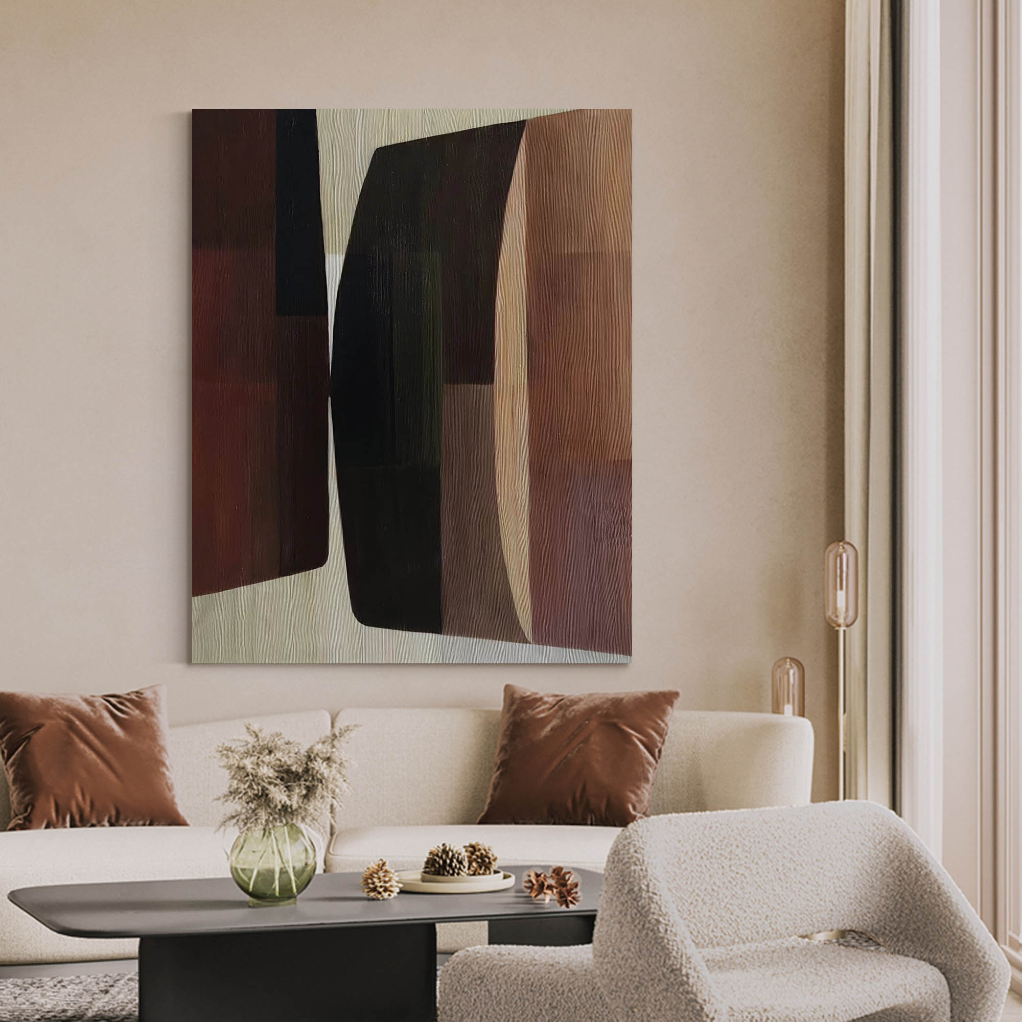 Brown Black Geometric Abstract Painting